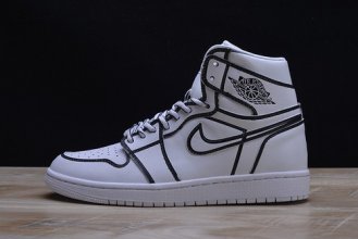 Nike Air Jordan 1 Retro "Comic 3D Pencil" White Hand-Painted MENS AA4724-110